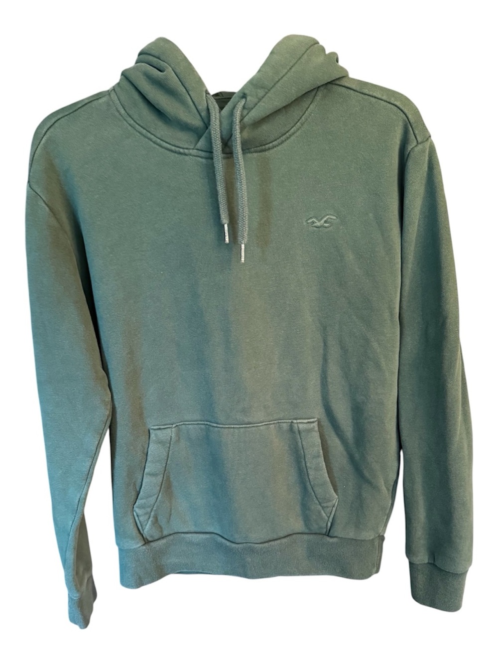 Hollister Men's Sage Green Pullover Hoodie